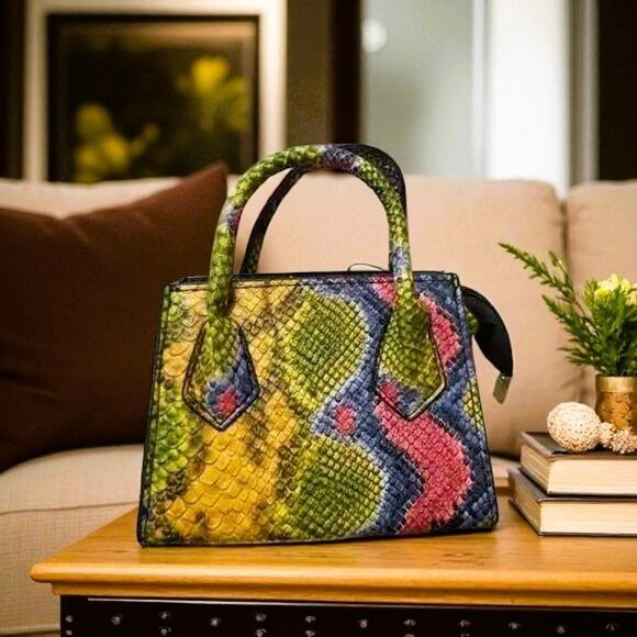 Purse Women Mini Multicolored Snake Skin Print Small Handbag - Picture 1 of 5